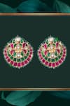Buy_Nayaab By Sonia_Gold Plated Stones Jadau Kundan Crest Studs _Online_at_Aza_Fashions