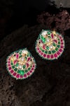 Buy_Nayaab By Sonia_Gold Plated Stones Jadau Kundan Crest Studs _at_Aza_Fashions