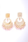 Shop Nayaab By Sonia Gold Plated Stones Kundan Polki Chandbali Earrings at Aza Fashions Shop_Nayaab By Sonia_Gold Plated Stones Kundan Polki Chandbali Earrings _at_Aza_Fashions