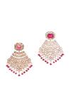 Shop_Nayaab By Sonia_Gold Plated Pearls, Stones Polki Dangler Earrings _at_Aza_Fashions