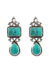 Shop_Sangeeta Boochra_Blue Stones Turquoise Embellished Earrings _at_Aza_Fashions