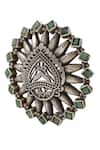 Buy_Sangeeta Boochra_Green Stones Geometric Carved Hydro Ring _Online_at_Aza_Fashions