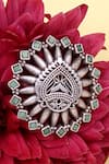 Buy_Sangeeta Boochra_Green Stones Geometric Carved Hydro Ring _at_Aza_Fashions