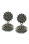 Buy_Sangeeta Boochra_Green Clustered Hydro Stone Earrings _at_Aza_Fashions