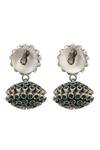Shop_Sangeeta Boochra_Green Clustered Hydro Stone Earrings _at_Aza_Fashions