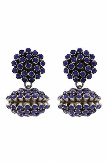 Shop_Sangeeta Boochra_Blue Lace Lapis Stone Cluster Earrings _at_Aza_Fashions