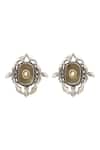 Shop_Sangeeta Boochra_Gray Hydro Stone Floral Vine Stud Earrings _at_Aza_Fashions
