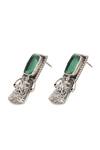 Sangeeta Boochra_Green Geometric Hydro Stone Peacock Earrings _Online_at_Aza_Fashions