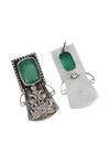 Buy_Sangeeta Boochra_Green Geometric Hydro Stone Peacock Earrings _Online_at_Aza_Fashions