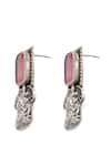 Sangeeta Boochra_Pink Geometric Peacock Silver Earrings _Online_at_Aza_Fashions