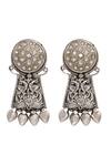 Shop_Sangeeta Boochra_Silver Plated Diamonds Geometric Kundan Earrings _at_Aza_Fashions