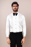 Shop_Arihant Rai Sinha_White Cotton Satin Embroidery Sleeveless Bundi With Collar _Online_at_Aza_Fashions