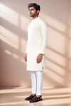 Shop_Arihant Rai Sinha_Cream Jacquard, Silk, Cotton Jaal Woven Kurta Set _Online_at_Aza_Fashions