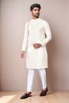 Arihant Rai Sinha_Cream Jacquard, Silk, Cotton Jaal Woven Kurta Set _at_Aza_Fashions