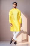 Buy_Arihant Rai Sinha_Yellow Jacquard, Silk Motif Jaal Woven Kurta Set 