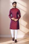 Buy_Arihant Rai Sinha_Magenta Jacquard, Silk Floral Woven Kurta Set _at_Aza_Fashions