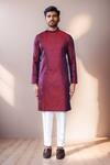 Buy_Arihant Rai Sinha_Magenta Jacquard, Silk Floral Woven Kurta Set _Online_at_Aza_Fashions