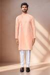 Buy_Arihant Rai Sinha_Peach Jacquard, Silk Geometric Woven Kurta Set 