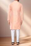 Shop_Arihant Rai Sinha_Peach Jacquard, Silk Geometric Woven Kurta Set _at_Aza_Fashions