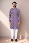 Shop_Arihant Rai Sinha_Purple Silk Sequins Bandhani Kurta Set _Online_at_Aza_Fashions