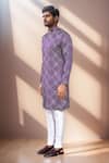 Arihant Rai Sinha_Purple Silk Sequins Bandhani Kurta Set _at_Aza_Fashions