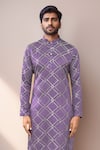 Shop_Arihant Rai Sinha_Purple Silk Sequins Bandhani Kurta Set 
