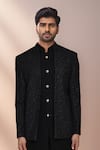 Buy Arihant Rai Sinha Black Jacquard, Terrycloth Geometric Woven Bandhgala Set Online at Aza Fashions Buy_Arihant Rai Sinha_Black Jacquard, Terrycloth Geometric Woven Bandhgala Set _Online_at_Aza_Fashions