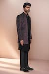 Arihant Rai Sinha_Purple Velvet, Terrycloth Applique Bandhgala Set _at_Aza_Fashions