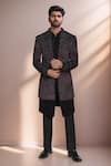 Buy_Arihant Rai Sinha_Purple Velvet, Terrycloth Applique Bandhgala Set 