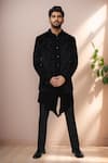 Shop Arihant Rai Sinha Black Velvet, Terrycloth Geometric Bandhgala Set Online at Aza Fashions Shop_Arihant Rai Sinha_Black Velvet, Terrycloth Geometric Bandhgala Set _Online_at_Aza_Fashions