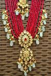 The House of Aqua_Red Onyx Kundan Designer Necklace Set _Online_at_Aza_Fashions