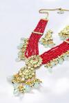 The House of Aqua_Red Onyx Kundan Designer Necklace Set _at_Aza_Fashions