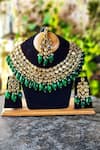 Buy_The House of Aqua_Gold Plated Beads Kundan Embellished Necklace Set _at_Aza_Fashions