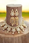 Buy_The House Of Aqua_Gold Plated Zari, Beads Kundan Drop Choker And Earrings Set _at_Aza_Fashions