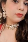 Buy_The House of Aqua_Gold Plated Kundan Floral Choker And Earring Set _at_Aza_Fashions