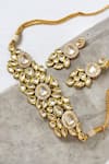 Shop_The House of Aqua_Gold Plated Kundan Floral Choker And Earring Set _at_Aza_Fashions