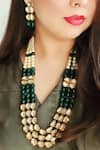 Buy_The House of Aqua_Green Beads, Zari Gold Toned Embellished Necklace Set _at_Aza_Fashions