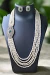 Buy_The House of Aqua_Green Pearls, Stones Layered And Diamond Necklace Set _at_Aza_Fashions