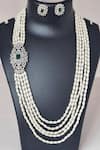 Buy_The House of Aqua_Green Pearls, Stones Layered And Diamond Necklace Set _Online_at_Aza_Fashions