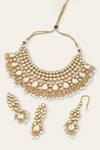 The House of Aqua_Gold Plated Pearls, Zari Kundan Necklace Set _Online_at_Aza_Fashions