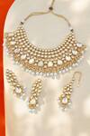 Buy_The House of Aqua_Gold Plated Pearls, Zari Kundan Necklace Set _Online_at_Aza_Fashions