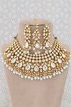 Shop_The House of Aqua_Gold Plated Pearls, Zari Kundan Necklace Set _Online_at_Aza_Fashions