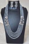Buy_The House of Aqua_Gray Crystals, Diamonds Grey Necklace And Earring Set _at_Aza_Fashions