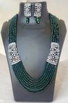 Buy_The House of Aqua_Green Crystals, Diamonds Necklace And Earring Set _at_Aza_Fashions