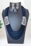 Buy_The House of Aqua_Blue Crystals, Diamonds Necklace And Earring Set _at_Aza_Fashions