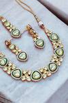 Shop_The House of Aqua_Gold Plated Diamonds Polki Necklace Set _at_Aza_Fashions