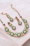 Buy_The House of Aqua_Gold Plated Diamonds Polki Necklace Set _at_Aza_Fashions