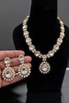 Shop_The House of Aqua_Gold Plated Diamonds Polki Jadau Stone Necklace Set _at_Aza_Fashions