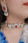The House of Aqua_Multi Color Stones Jadau Embellished Choker Set _Online_at_Aza_Fashions