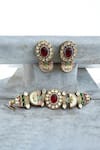 Shop_The House of Aqua_Multi Color Stones Jadau Embellished Choker Set _at_Aza_Fashions